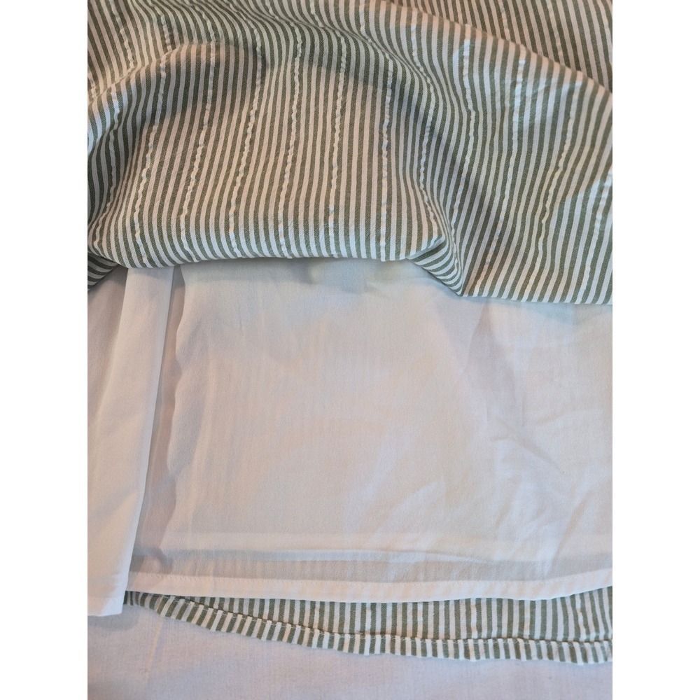 American Eagle Green Stripe Embroidered Cottagecore Puff Sleeve Mini Dress Large - Picture 6 of 10